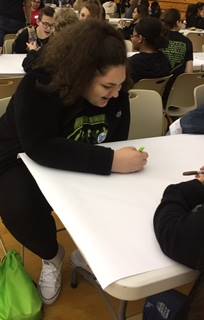 Student working at table